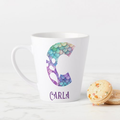 12 oz Monogrammed Mermaid Styled Latte Mug