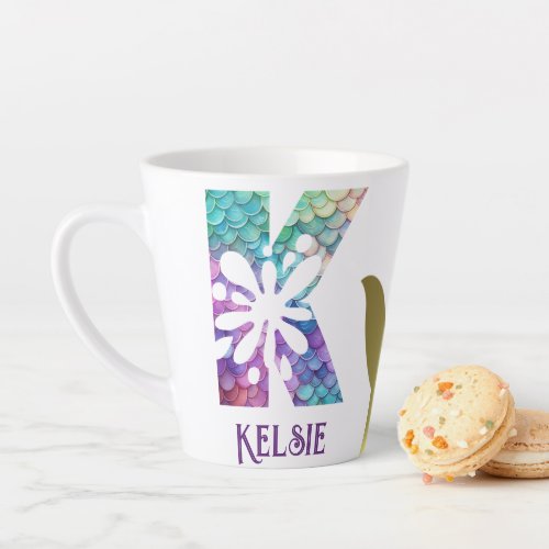 12 oz Monogrammed Mermaid Styled Latte Mug