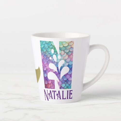 12 oz Monogrammed Mermaid Styled Latte Mug