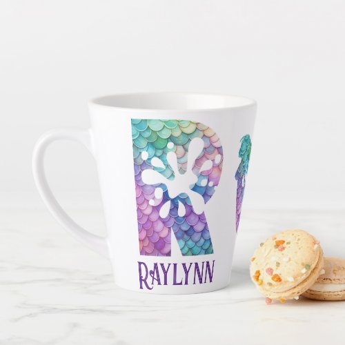 12 oz Monogrammed Mermaid Styled Latte Mug