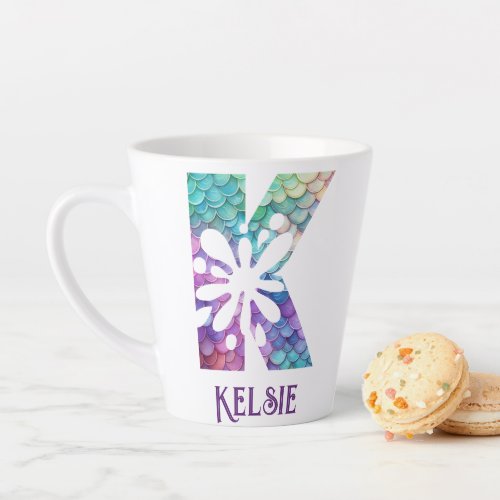 12 oz Monogrammed Mermaid Styled Latte Mug