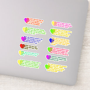 12 PCS - Heart Love Message Stickers for Cute Moms