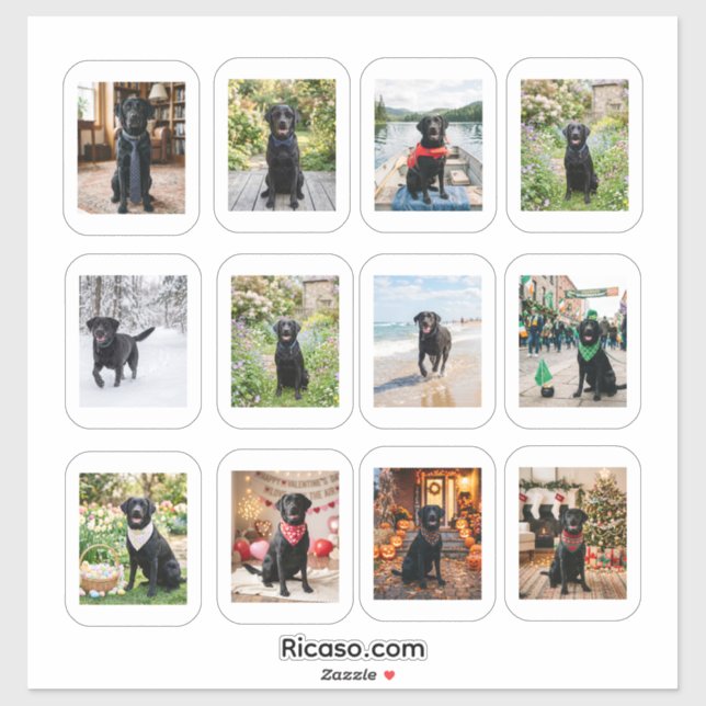 12 Personalized Photo With White Frame Sticker (Sheet)