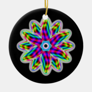 12 Petal Rainbow Flower Ceramic Ornament