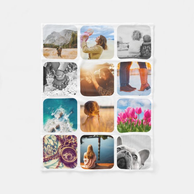 12 Photo Blanket Template Grid White Frame Soft (Front)