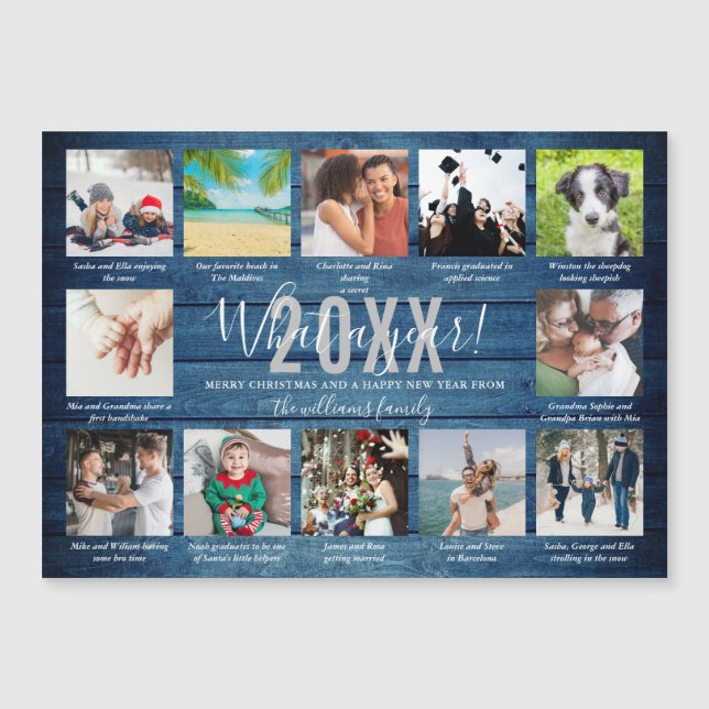12 Photo Captions What A Year Blue Wood Holiday (Front)