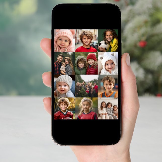 12 Photo Collage 2-Sided Christmas - Download Holiday Card (Front Digital)