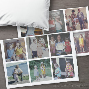 12 Photo Collage - 6 photos per side - white Pillow Case