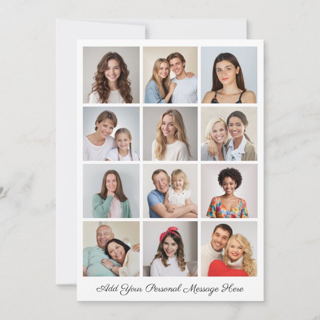 12 Photo Collage Add Your Own Greeting Card (Front)