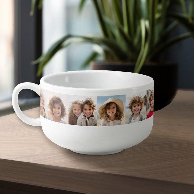 12 Photo Collage - add your own pictures Soup Mug (Personalized Soup Mug - Add Your Photos and Text for a Great Gift)