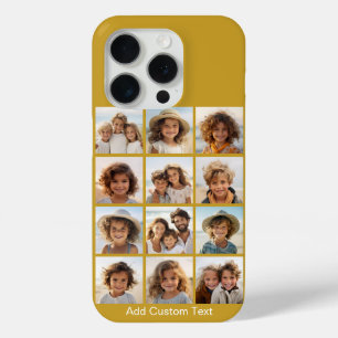 12 Photo Collage and Gold Background iPhone 15 Pro Case