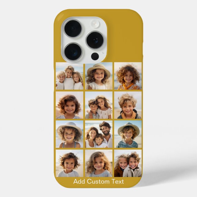 12 Photo Collage and Gold Background Case-Mate iPhone Case (Back)
