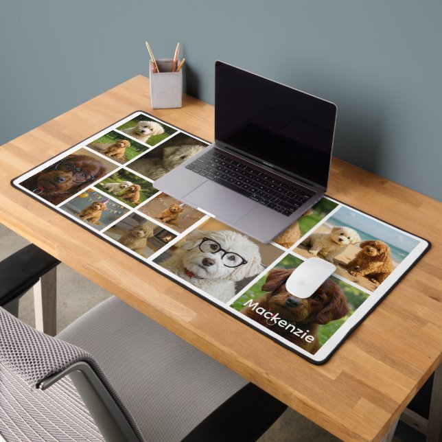 12 Photo Collage And Text Personalized  Desk Mat (Office 2)