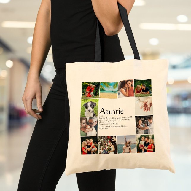 12 Photo Collage Best Aunt, Auntie Definition Tote Bag (12 Photo Collage Best Aunt, Auntie Definition Tote Bag)
