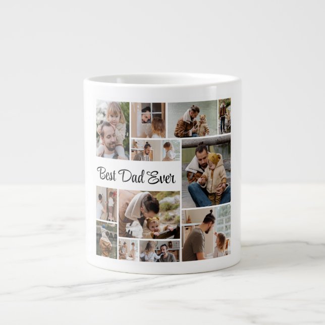 12 Photo Collage Best Dad Ever  Giant Coffee Mug (Front)