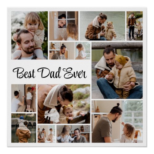 12 Photo Collage Best Dad Ever Glossy   Poster