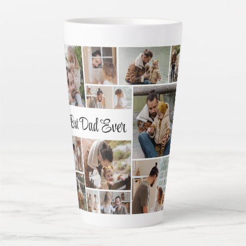 12 Photo Collage Best Dad Ever   Latte Mug
