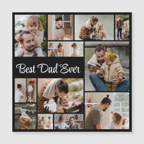 12 Photo Collage Best Dad Ever Magnetic Card