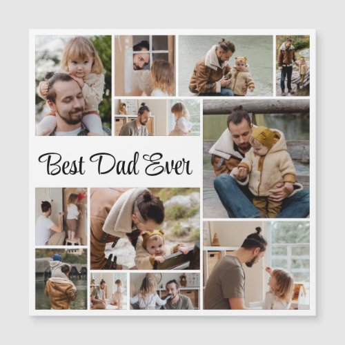 12 Photo Collage Best Dad Ever Magnetic Card