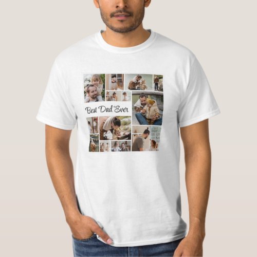 12 Photo Collage Best Dad Ever Mens Value T_Shirt