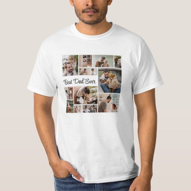 12 Photo Collage Best Dad Ever Men's Value T-Shirt (Front)