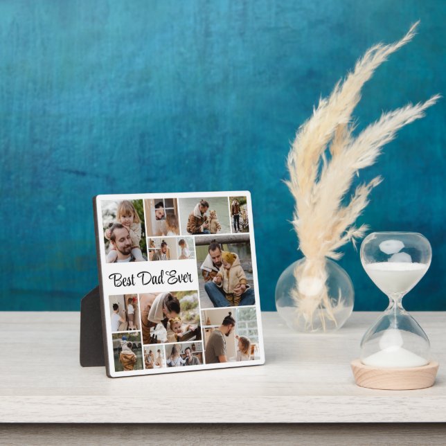 12 Photo Collage Best Dad Ever Plaque (Insitu)