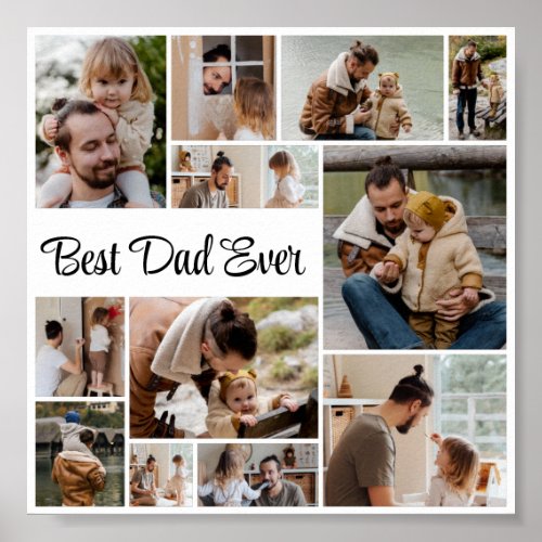 12 Photo Collage Best Dad Ever Poster