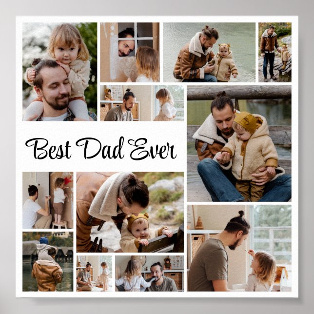 12 Photo Collage Best Dad Ever Poster (Front)
