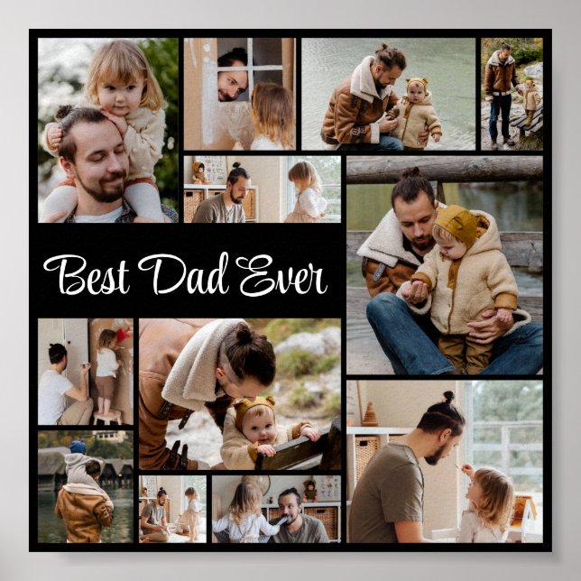 12 Photo Collage Best Dad Ever Poster (Front)