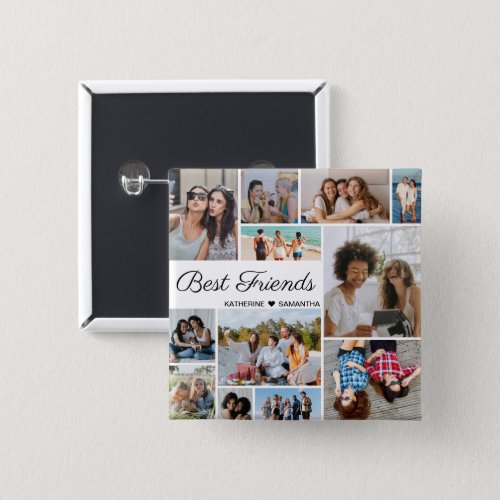 12 Photo Collage Best Friends Forever Button