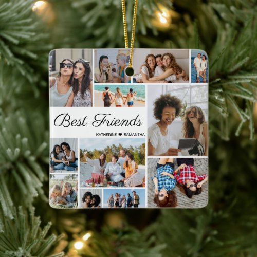 12 Photo Collage Best Friends Forever  Ceramic Ornament