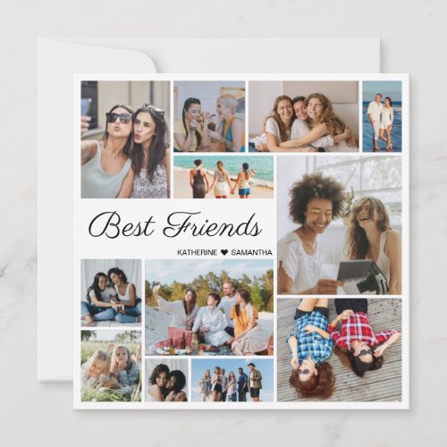 12 Photo Collage Best Friends Forever Flat Card