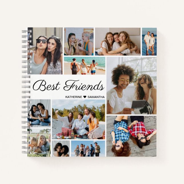 12 Photo Collage Best Friends Forever Notebook (Front)