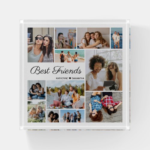 12 Photo Collage Best Friends Forever Paperweight
