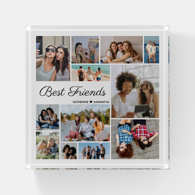 12 Photo Collage Best Friends Forever Paperweight (Front)
