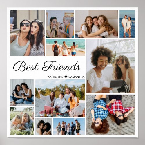 12 Photo Collage Best Friends Forever Poster