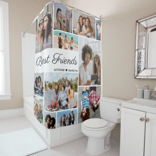 12 Photo Collage Best Friends Forever Shower Curtain