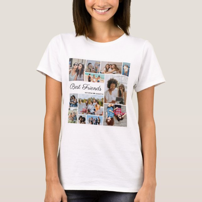 12 Photo Collage Best Friends Forever Unisex  T-Shirt (Front)