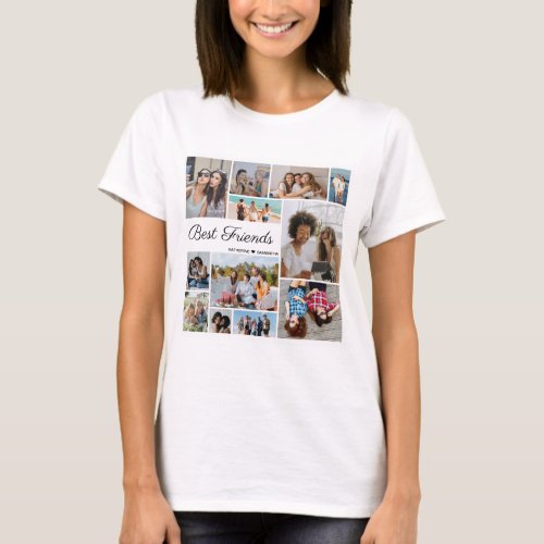 12 Photo Collage Best Friends Forever Unisex  T_Shirt