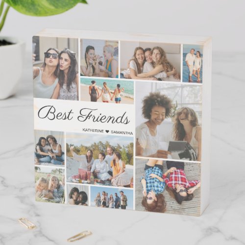 12 Photo Collage Best Friends Forever Wooden Box Sign