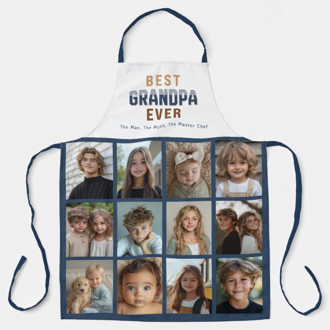 12 Photo Collage Best Grandpa Ever Apron (Front)