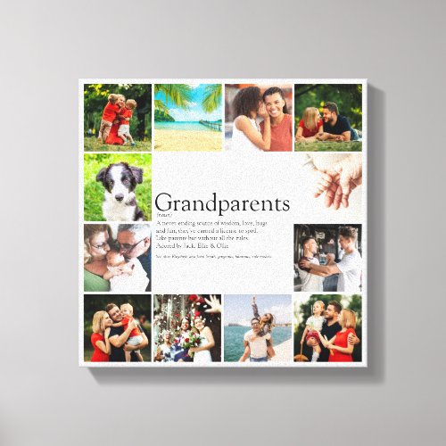 12 Photo Collage Best Grandparents Definition Canvas Print
