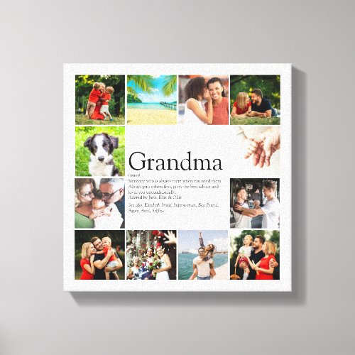 12 Photo Collage Best Granny Grandma Definition Canvas Print