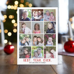 12 Photo Collage Best Year Ever Christmas Red Holiday Card<br><div class="desc">Use 12 square photos with the subject centered. Wishing you a Merry Christmas and a Happy New Year. If you need to move anything around,  click on the customize button to make changes.</div>