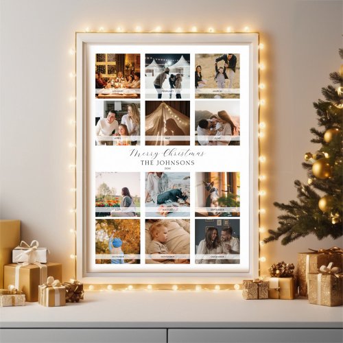 12 Photo Collage Calendar Holiday Christmas Poster