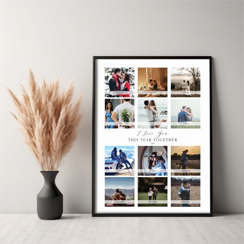 12 Photo Collage Calendar Valentines Day Poster
