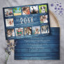 12 Photo Collage Captions What A Year Blue Wood Holiday Card