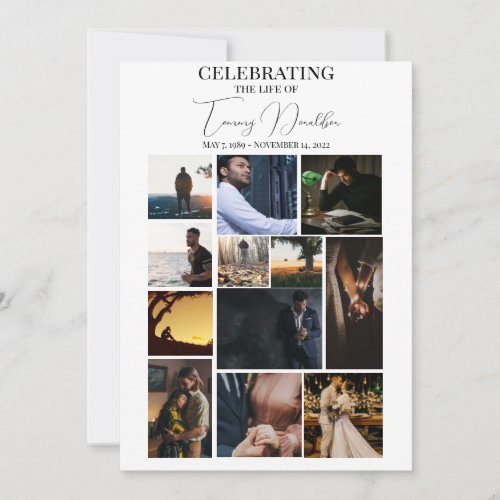 12 Photo Collage Celebrating Life Funeral Program