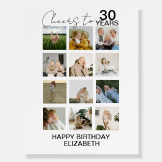 12 Photo Collage Cheers to 30th Birthday Foam Board