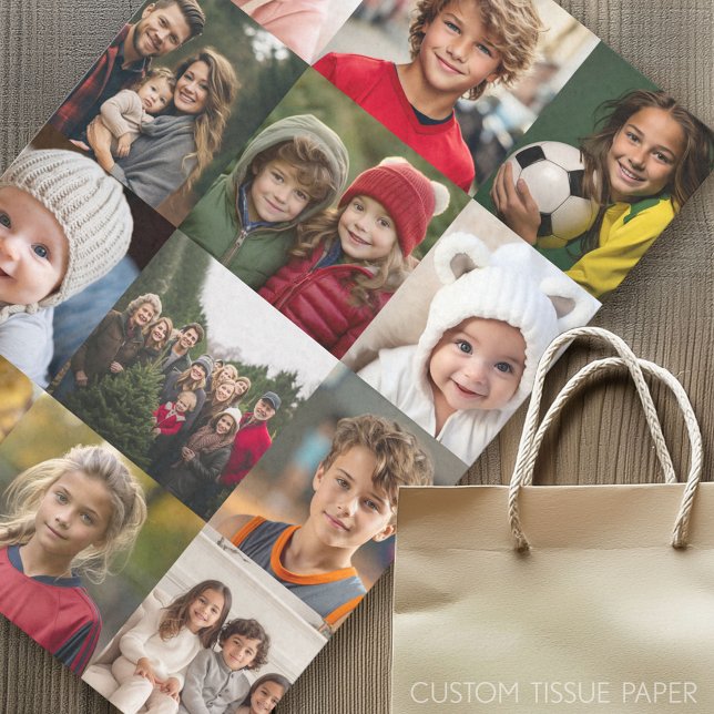 12 Photo Collage - Cover Entire Surface of Tissue Paper (Custom Photo Tissue Paper)